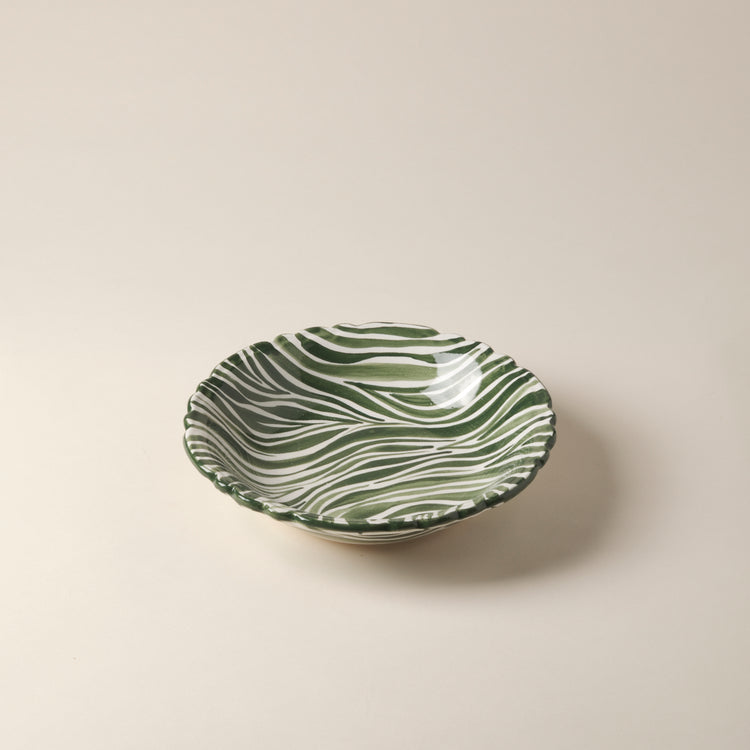 Animal Print Hand-Painted Green Ceramic Salad Bowl