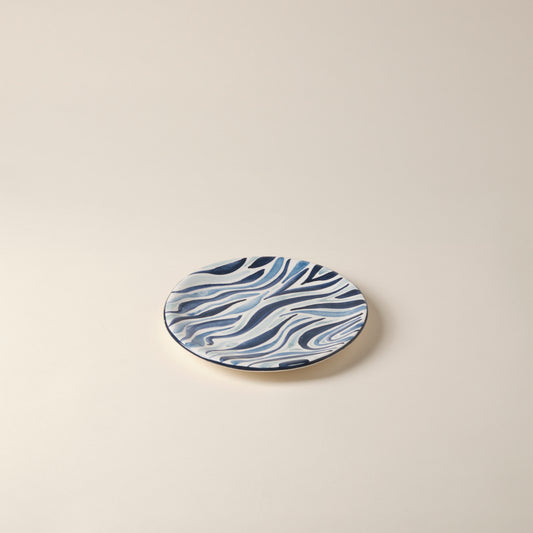 Animal Print Hand-Painted Blue Ceramic Dessert Plate
