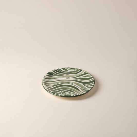 Animal Print Hand-Painted Green Ceramic Dessert Plate