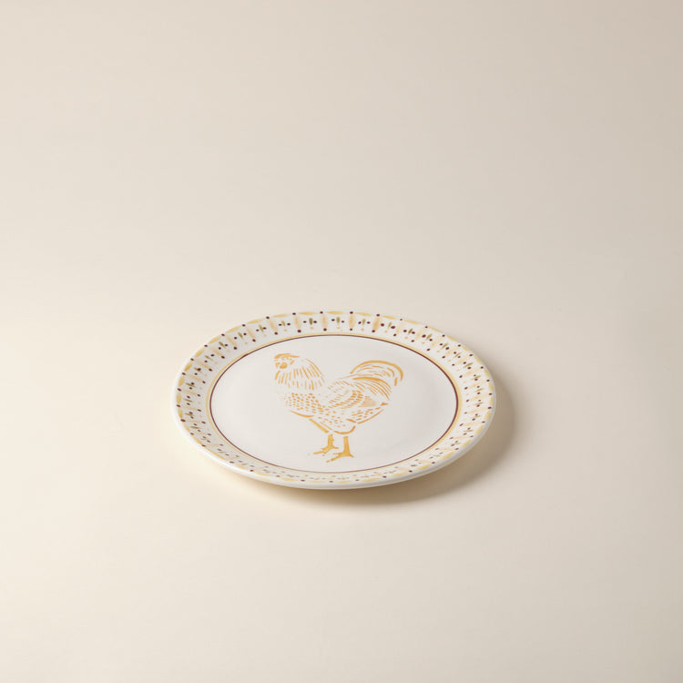 Rooster Hand-Painted Ceramic Dinner Plate