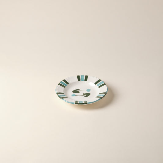 Tulip Hand-Painted Blue Ceramic Dessert Plate