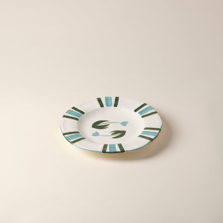 Tulip Hand-Painted Blue Ceramic Dinner Plate