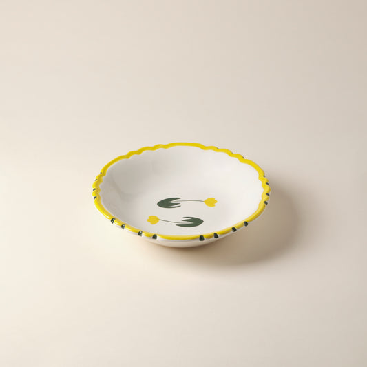 Tulip Hand-Painted Yellow Ceramic Salad Bowl