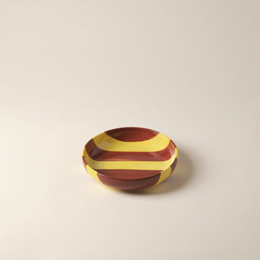 Striped Terracotta & Yellow Breakfast Plate