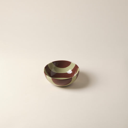 Striped Brown & Green Ceramic Cereal Bowl