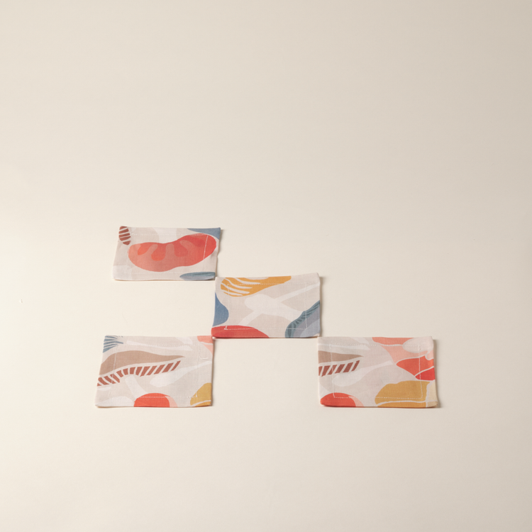 Set of 4 Wonderland White Linen Coasters