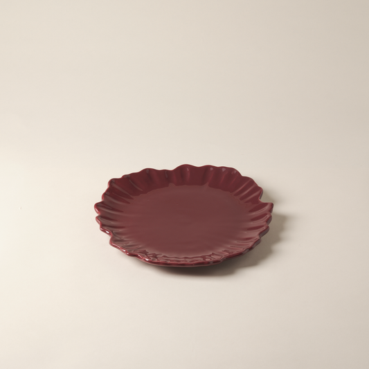 Bordeaux Flower Handmade Salad Plate