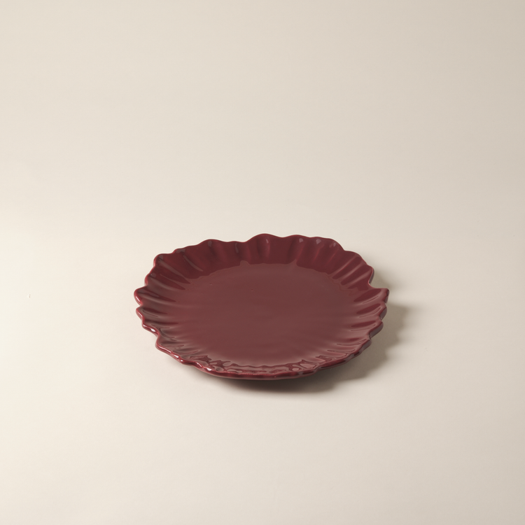 Bordeaux Flower Handmade Salad Plate