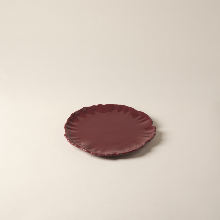 Bordeaux Flower Handmade Dessert Plate
