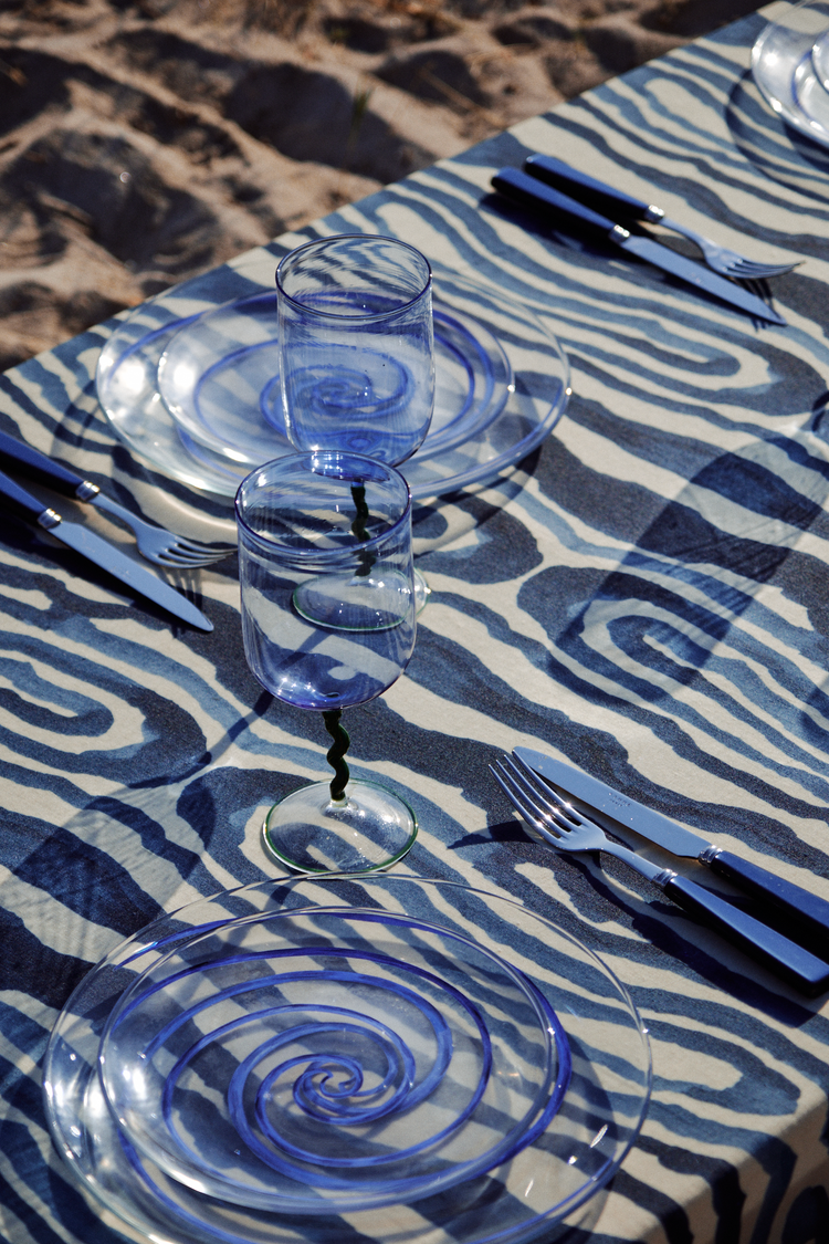 Spiral Blue Dinner Glass Plate