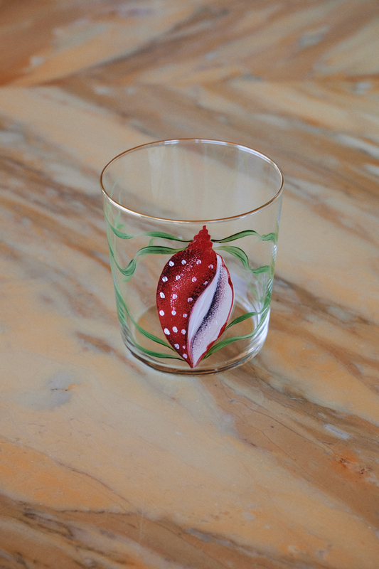 Red Shells Hand-painted Tumbler Glass