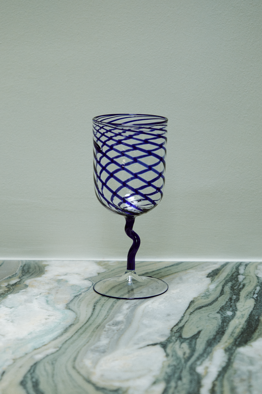 Blue Stripes Borosilicate Stem Glass