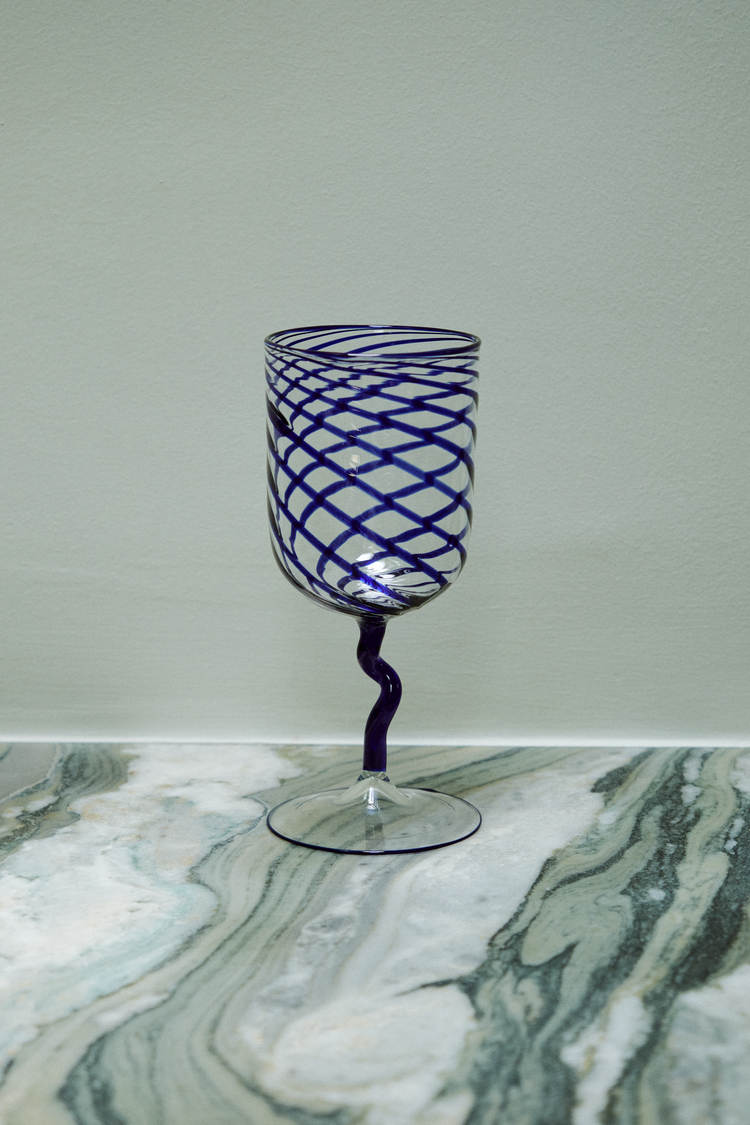 Blue Stripes Borosilicate Stem Glass