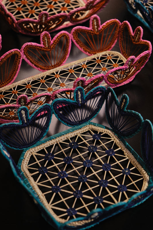 Blossom Handwoven Blue Large Basket