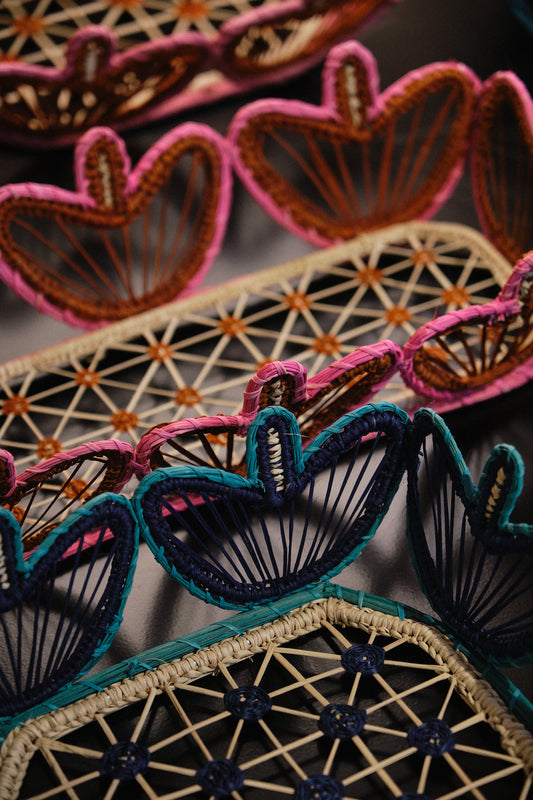 Blossom Handwoven Red Rectangular Basket