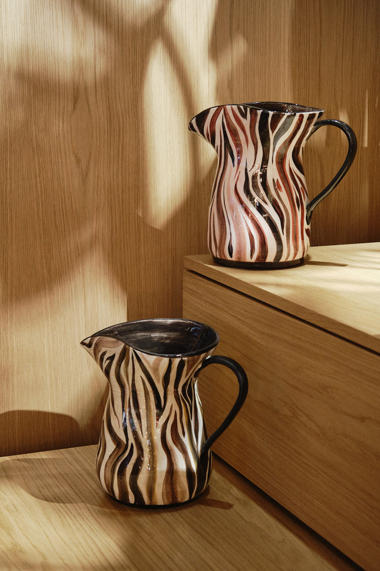 Animal Print Hand-Painted Ceramic Jug