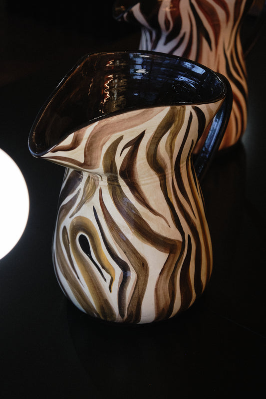 Animal Print Hand-Painted Ceramic Jug