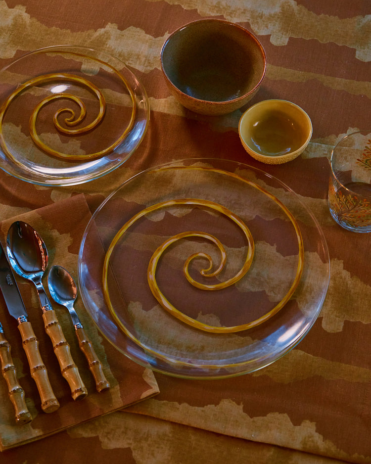 Set of 2 Tie-Dye Ochre Linen Placemats