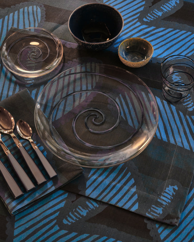 Set of 2 Hearts Blue Linen Placemats