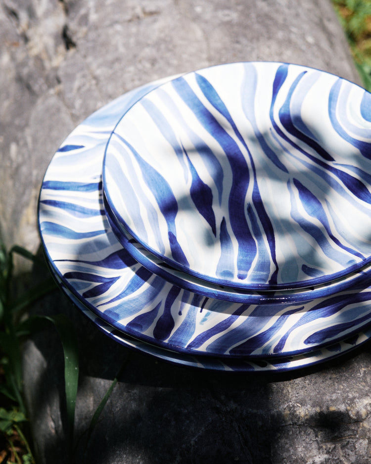 Animal Print Blue Hand-painted Ceramic Dinner Plate