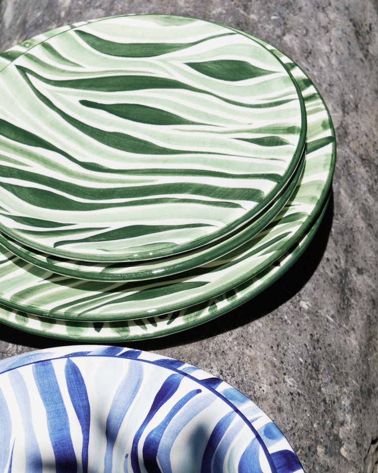 Animal Print Green Hand-painted Ceramic Dessert Plate