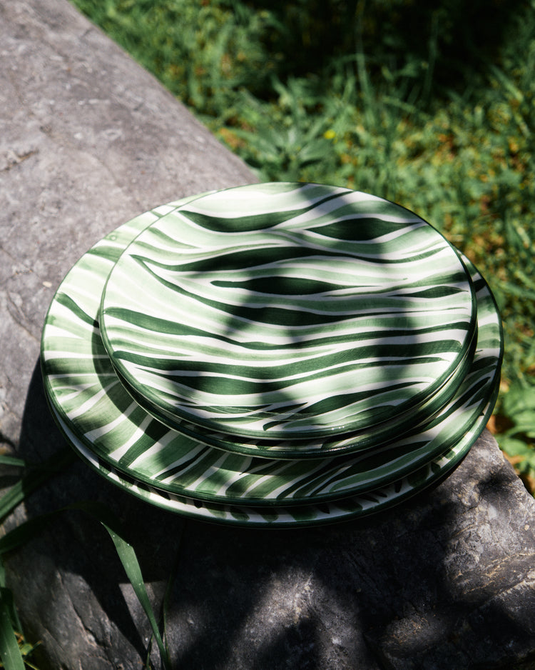Animal Print Green Hand-painted Ceramic Dessert Plate