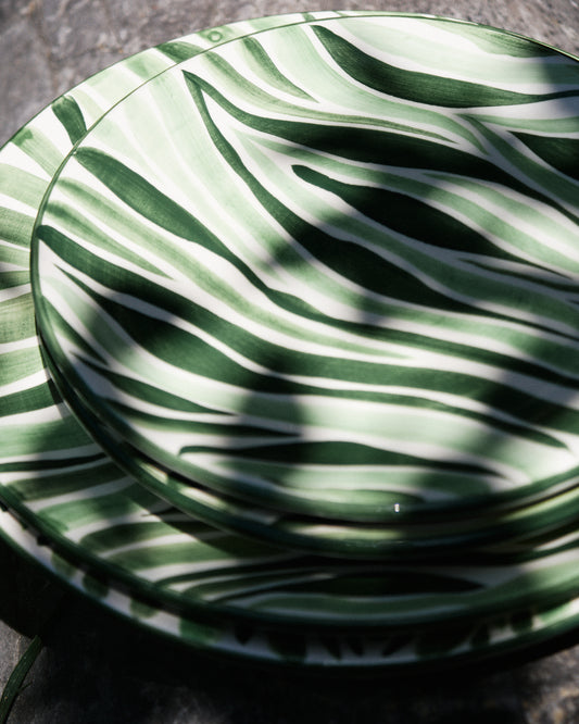 Animal Print Hand-Painted Green Ceramic Dessert Plate