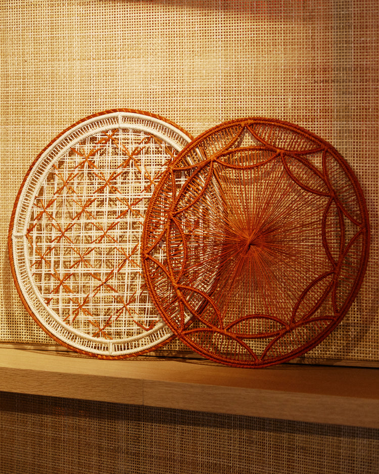 Art Deco Handwoven Red Placemat