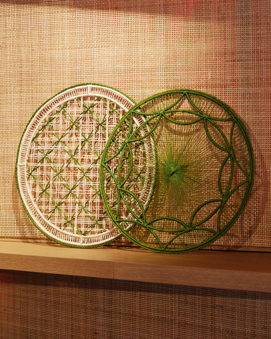 Art Deco Handwoven Green Placemat
