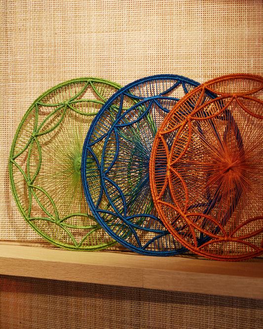 Art Deco Handwoven Blue Placemat