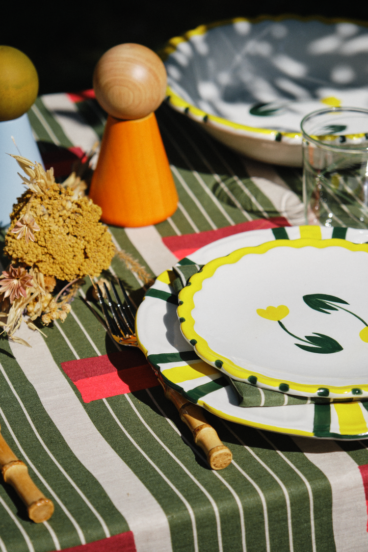 Tulip Hand-Painted Yellow Ceramic Dessert Plate