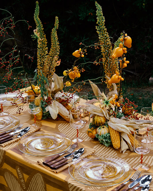 Spiral Hand-Painted Yellow Glass Dessert Plate