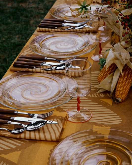 Spiral Hand-Painted Yellow Glass Dessert Plate