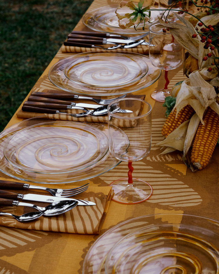 Spiral Hand-Painted Yellow Glass Dessert Plate