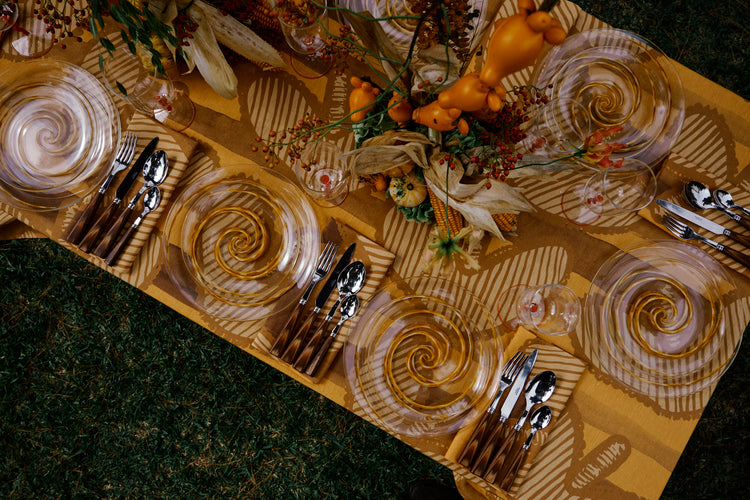 Hearts Yellow Linen Tablecloth