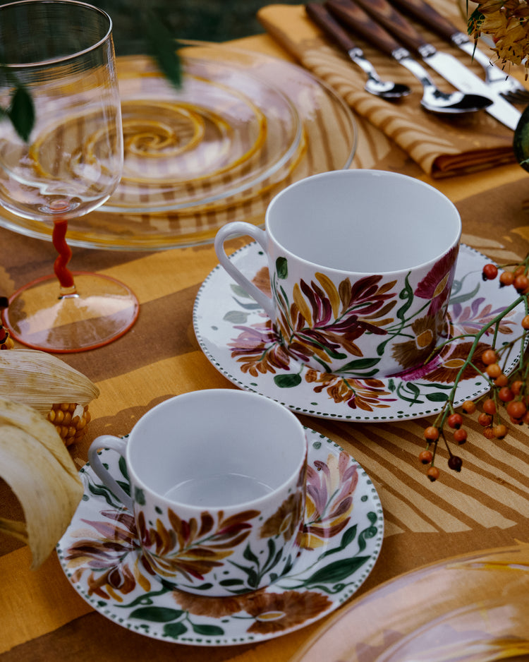 Limoges Hand-Painted Porcelain Orange Cappuccino Cup