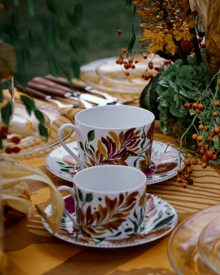 Limoges Hand-Painted Porcelain Orange Tea Cup