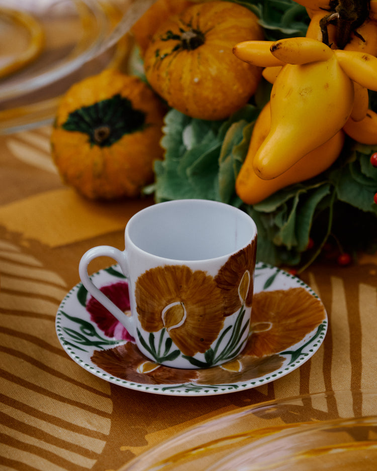 Limoges Hand-Painted Porcelain Orange Espresso Cup