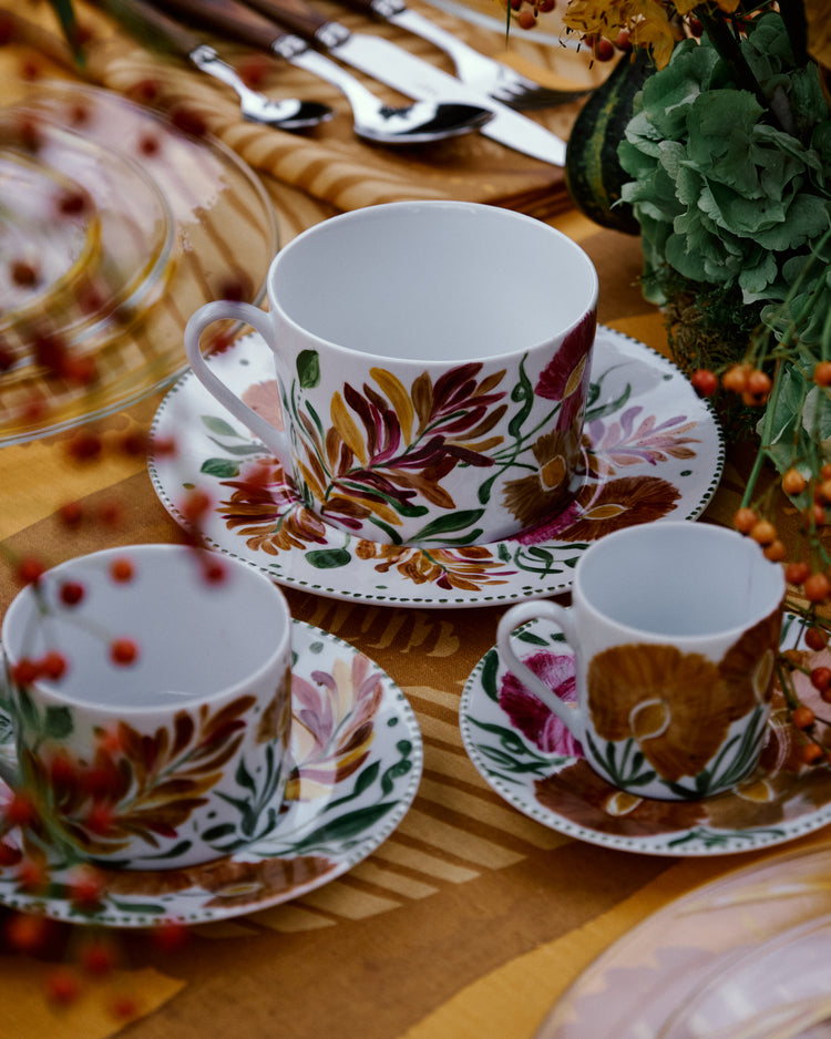 Limoges Hand-Painted Porcelain Orange Espresso Cup