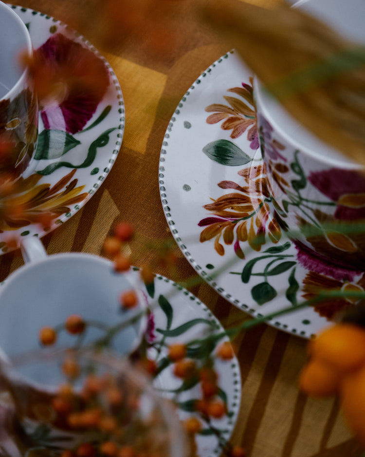 Limoges Hand-Painted Porcelain Orange Tea Cup