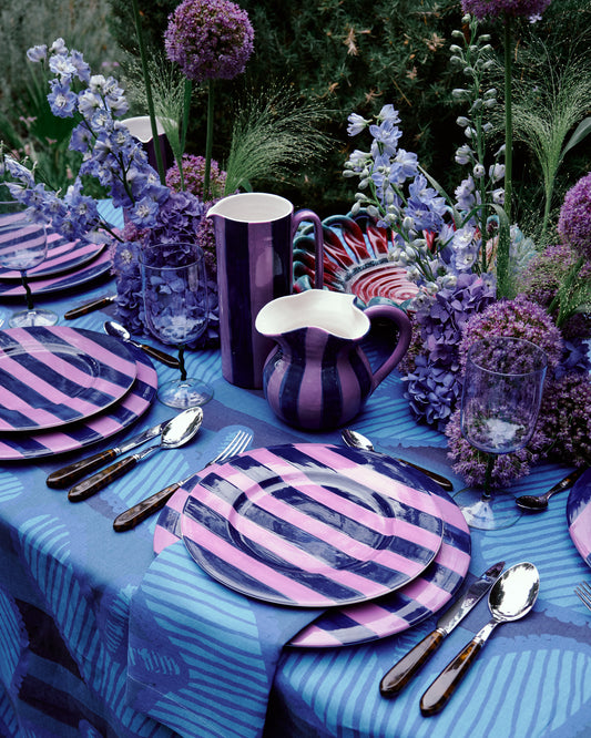 Striped Purple Tall Ceramic Carafe