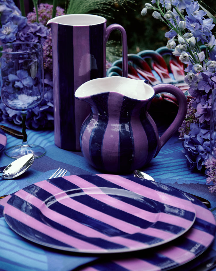 Striped Purple Short Ceramic Carafe