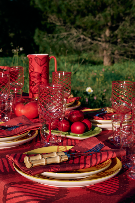 Set of 4 Hearts Red Linen Napkins