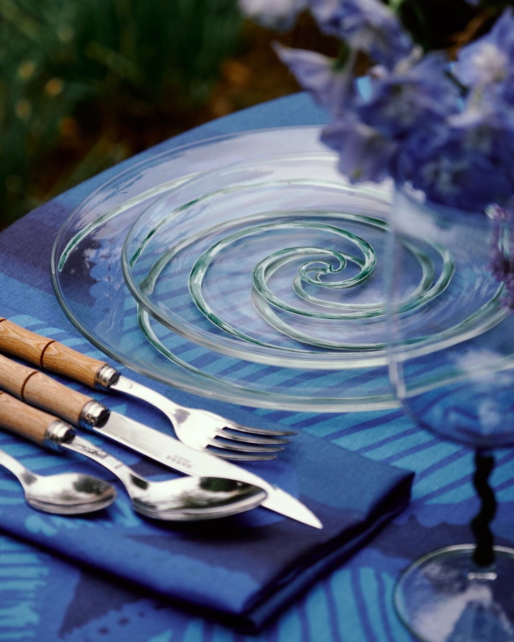 Set of 2 Hearts Blue Linen Napkins