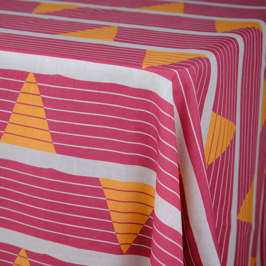Lines Terracotta Linen Tablecloth
