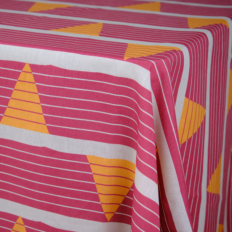 Lines Terracotta Linen Tablecloth