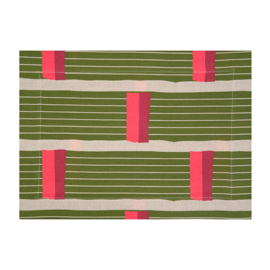 Set of 2 Lines Olive Linen Placemats