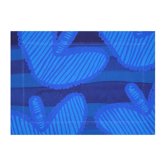 Set of 2 Hearts Blue Linen Placemats