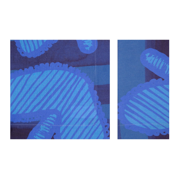 Set of 4 Hearts Blue Linen Napkins