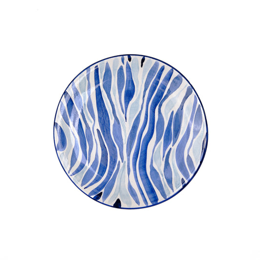Animal Print Hand-Painted Blue Ceramic Dessert Plate